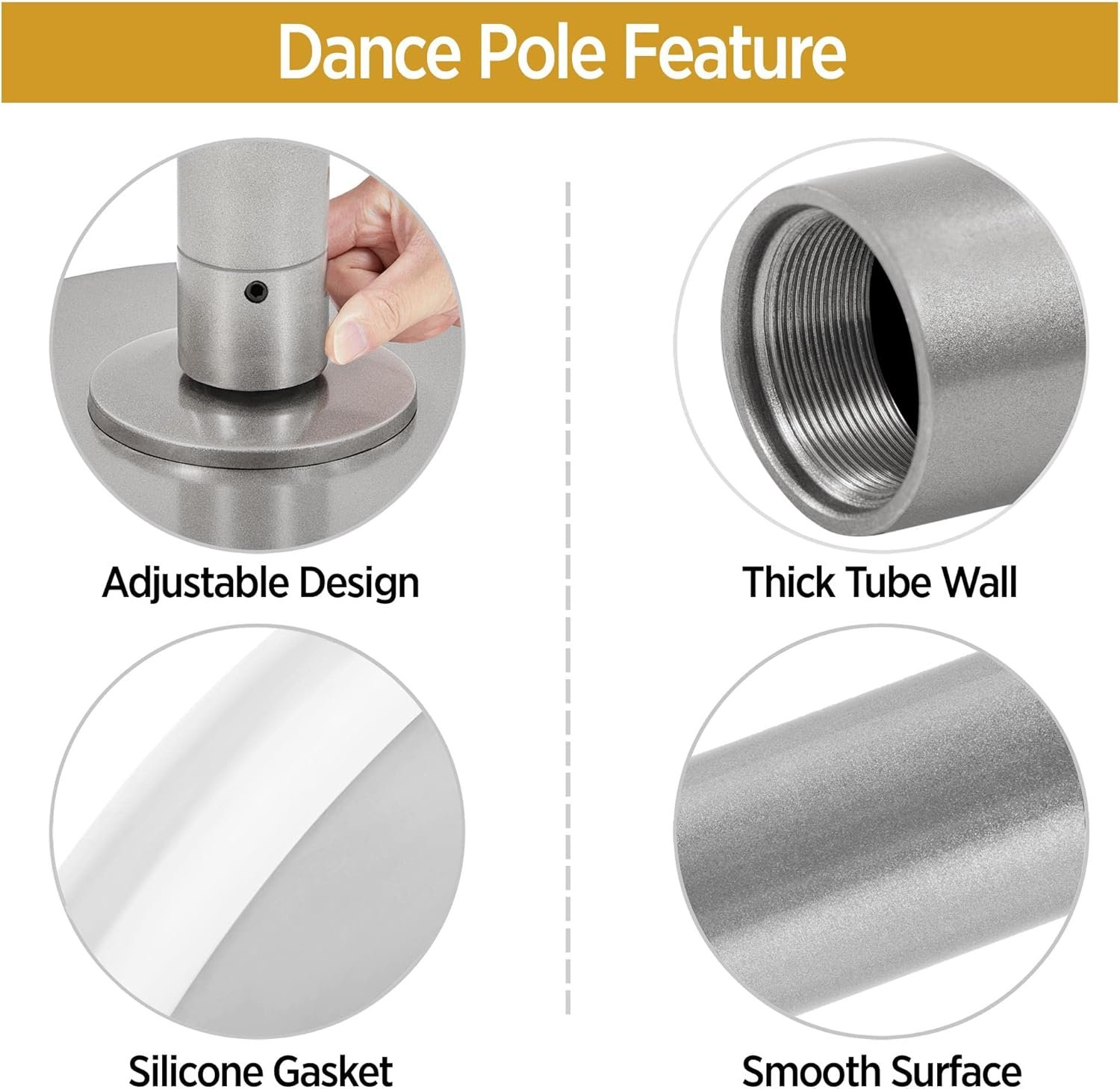 1757124795 Yaheetech Dance Pole Portable Dancing Pole Height Adjustable 6.9ft 9ft Static Spinning Pole for Apartment SilverArgent.jpg