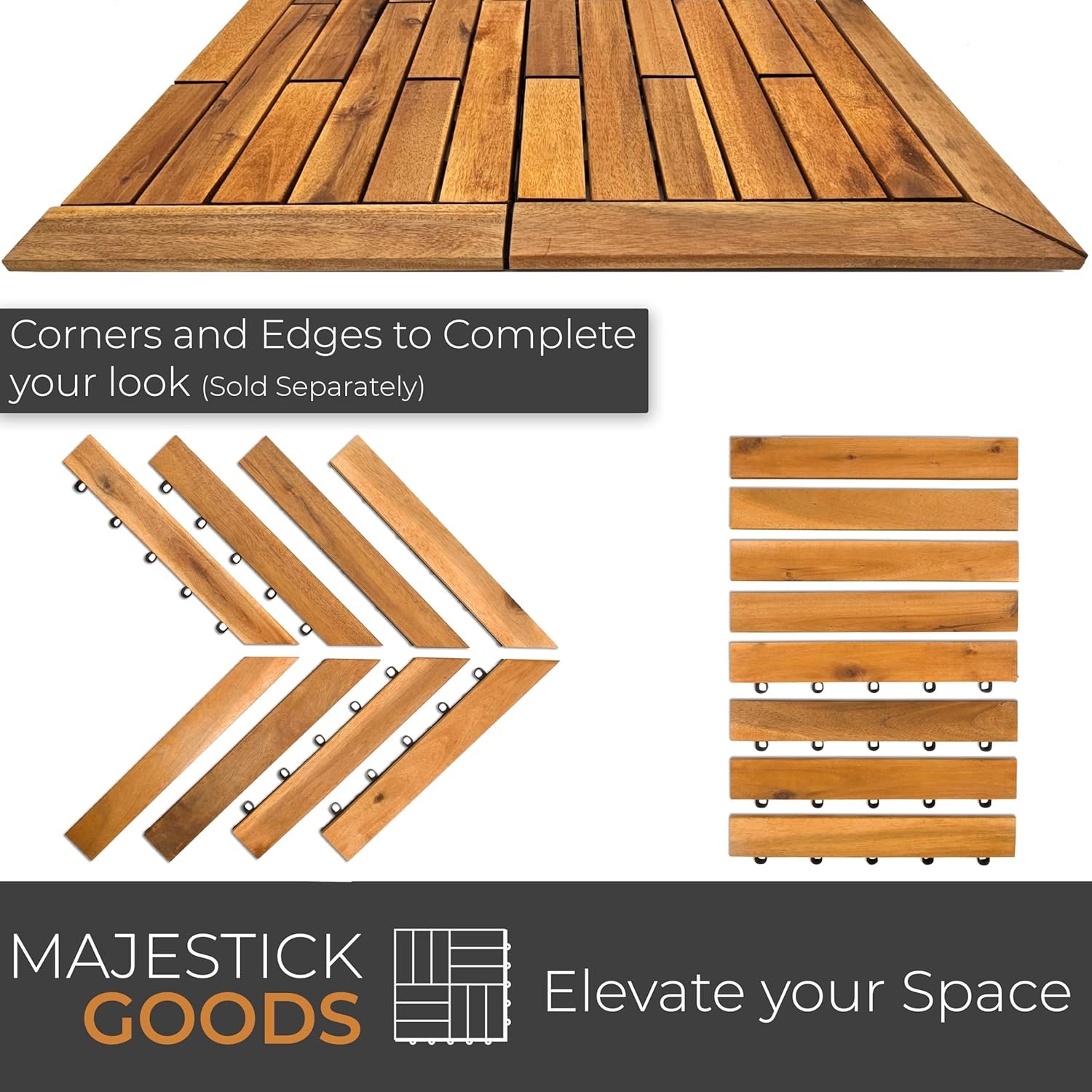 1757621594 Interlocking Deck Tiles 24 x 12 Long Boards Acacia Hardwood Outdoor Flooring for Patio Balcony Snap Together Wood Floor Decking Tile Waterproof 24 Sq Ft 2 Pack 12 Pieces.jpg