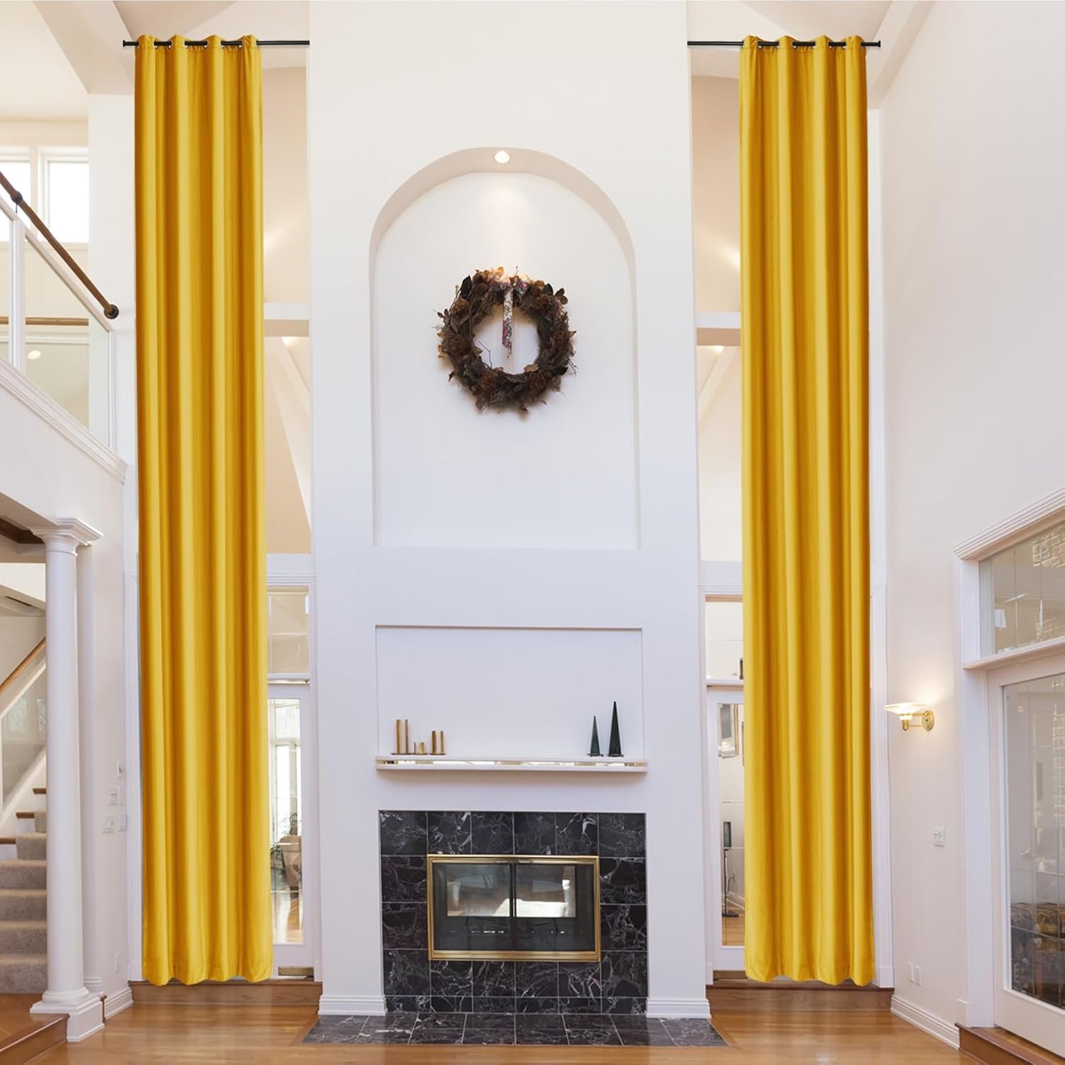 Citrus Velvet Drapes 144 Inches Long Grommet Top Curtain Panel.jpg