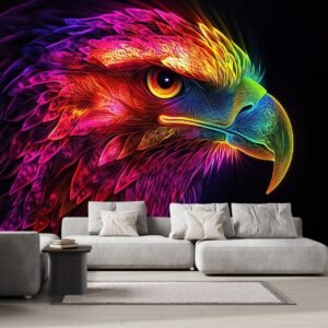 Colorful Art Wall Mural 3D Neon Glowing Eagle Peel and.jpg