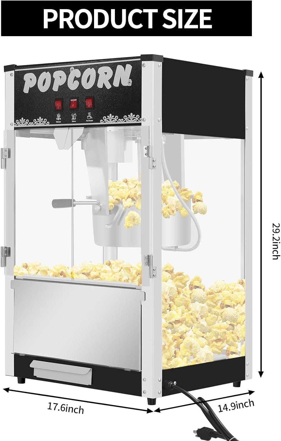 Commercial Popcorn Machine 12Oz Kettle Movie Theater Style Popcorn Popper Maker with 3 Switch Control and Warming Deck Black.jpg