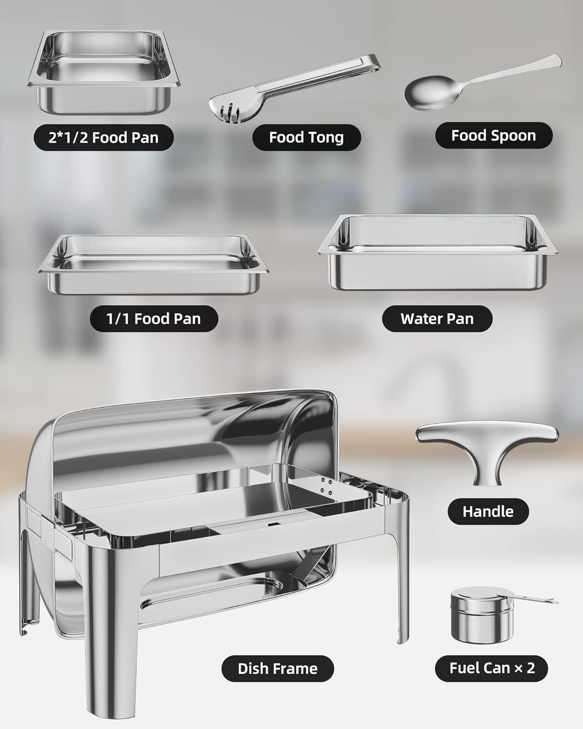 GAOMON 9QT Rectangular Roll Top Chafing Dish Buffet SetCatering Food Warmer with 1 Full Size 2 Half Size Pans for Parties Catering.jpg