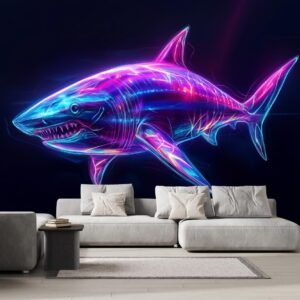 Glowing Shark Wall Mural 3D Abstract Art Peel and Stick.jpg