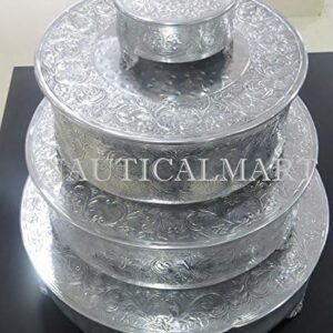 NAUTICALMART SILVER FINISH ROUND WEDDING PARTY CAKE STAND SET.jpg