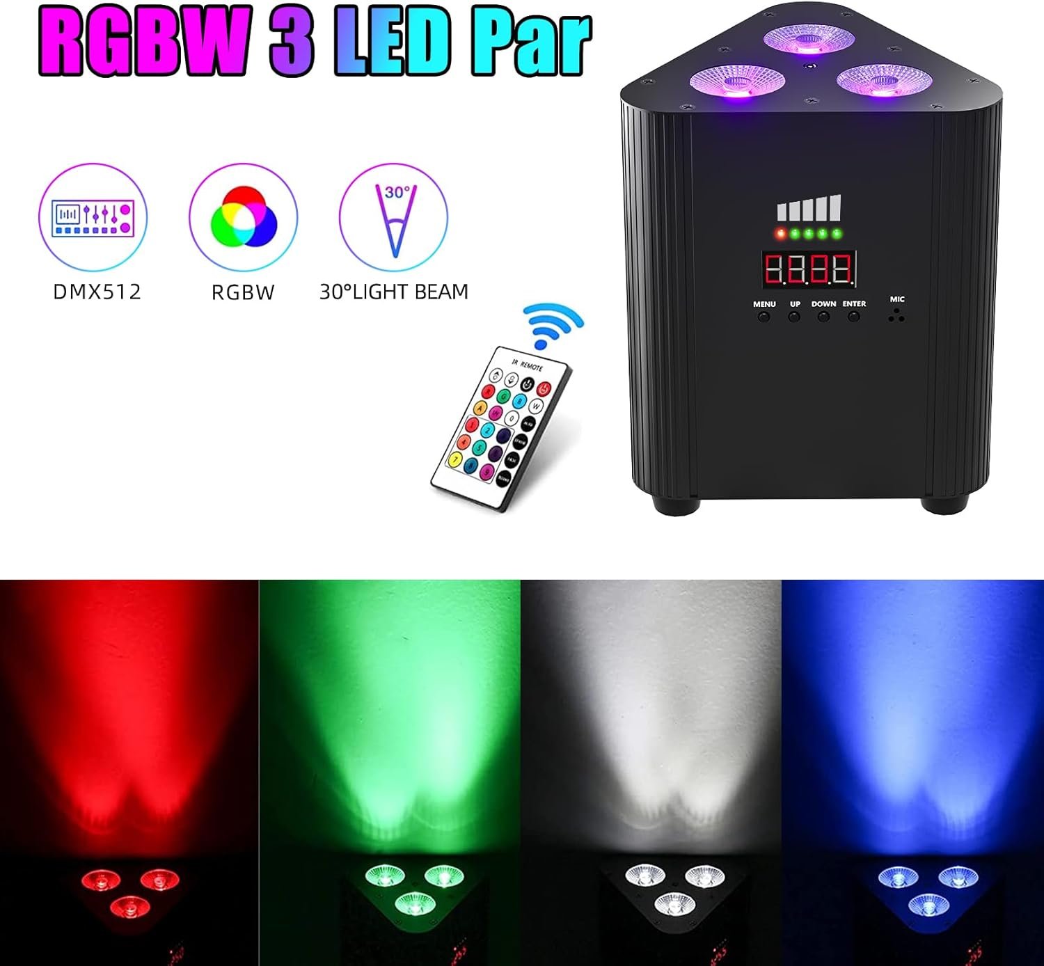 Rechargeable RGBW 4 in 1 Stage Lights 3X6W Battery Powered LED Par Lights Uplighting Remote DMX Sound Activated Cordless Uplights for Events Party Wedding Concert Dance Church 2Pcs.jpg