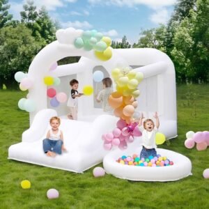White Bounce House Inflatable Bounce House with SlideBall Pit11x11FT Inflatable.jpg