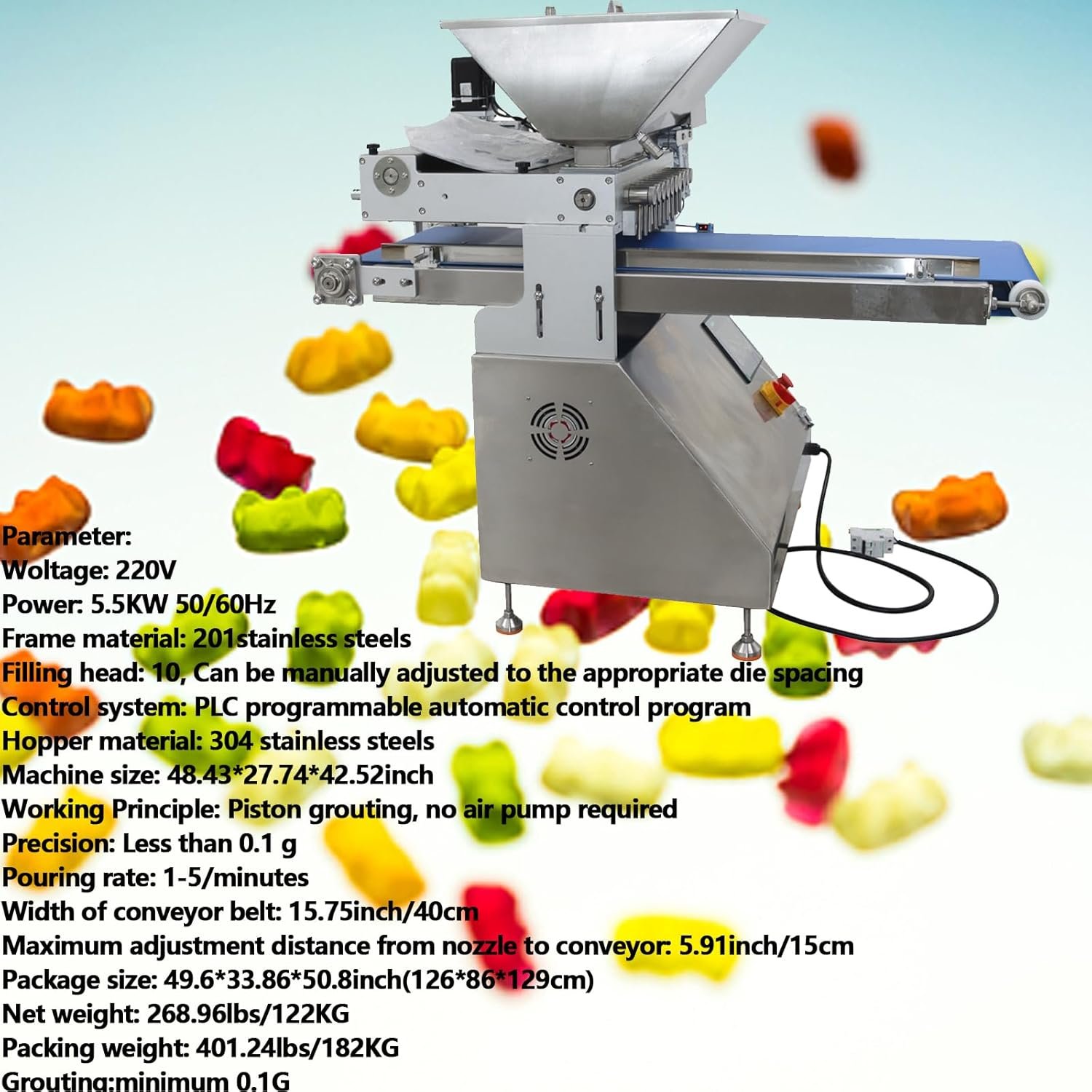 1761246795 220V Semi Automatic Gummy Candy Depositor Machine Small Scale Chocolate Candy Making Machine Filling Machine Semi auto Candy Gummy Pouring Machine 5.5KW.jpg