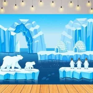 BELECO 20x10ft Fabric Cartoon Arctic Ice and Snow World Backdrop.jpg