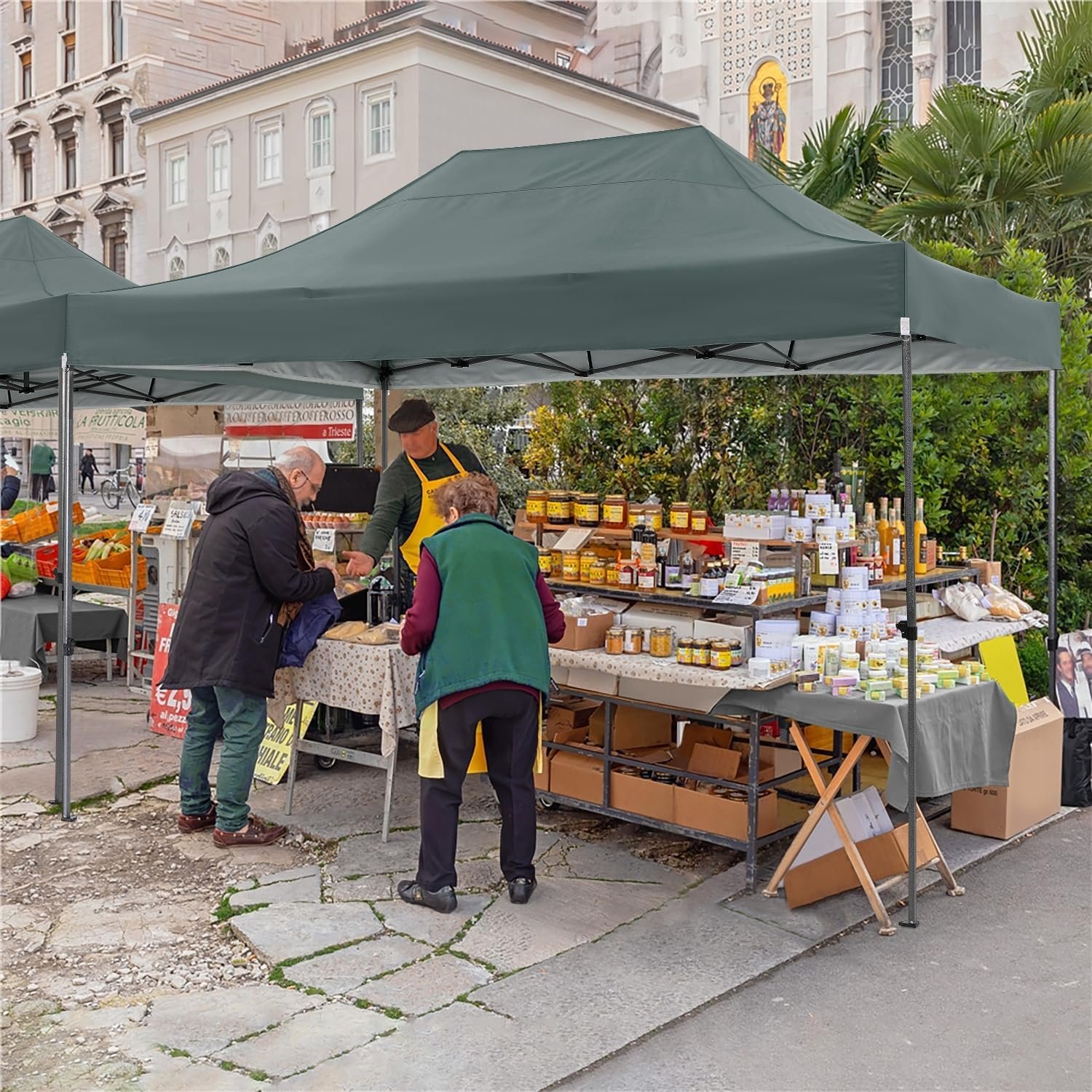 COBIZI Heavy Duty Pop up Canopy Tent 10x15 Commercial Easy Setup Event Shelter with Thickened Frame 4 Sidewalls Carry Bag Outdoor Party Tents for Wedding Market Gray.jpg