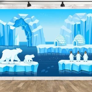 CORFOTO Arctic Icebergs Landscape Backdrop Fabric 20x10ft Winter Ocean Igloo.jpg