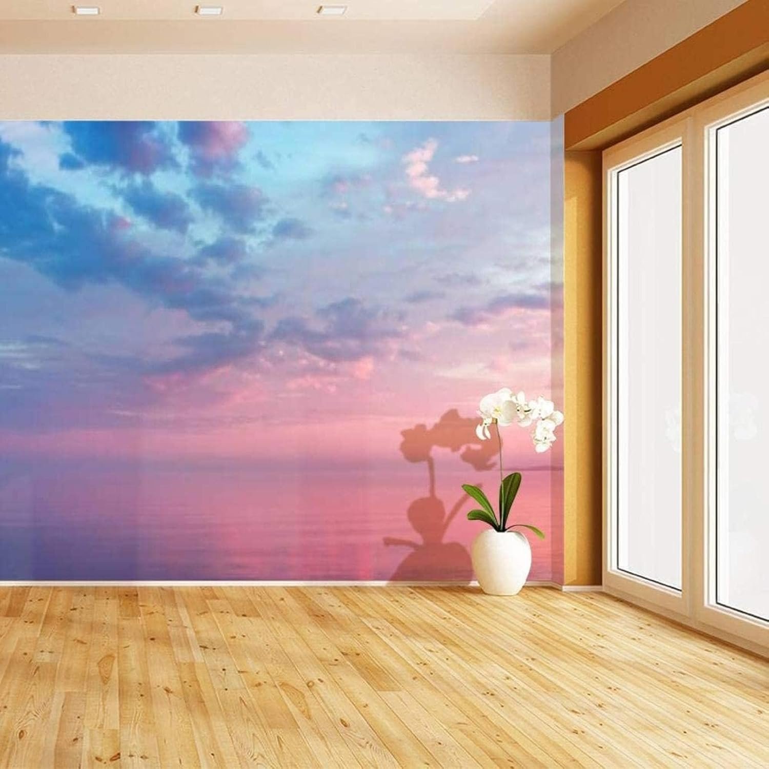 Evening Glow Not Peel n Stick Wallpaper Ocean Sunset Removable Large Living Room Muralfor Boys Girls Bedroom TV Backdrop Decor not Self Adhesive 135 W x 106.3 H343x270cm Silk.jpg