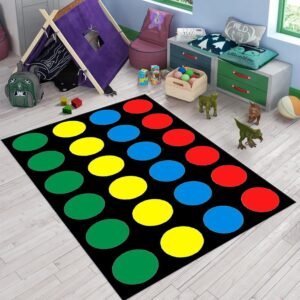Family Game Party Twister Rug Black Cotton Area Rug.jpg