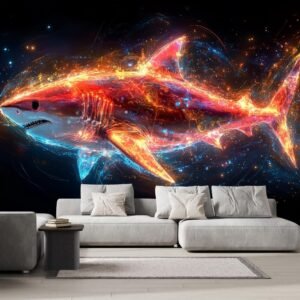 Glowing Shark Wall Mural 144 W x 100 H Abstract.jpg