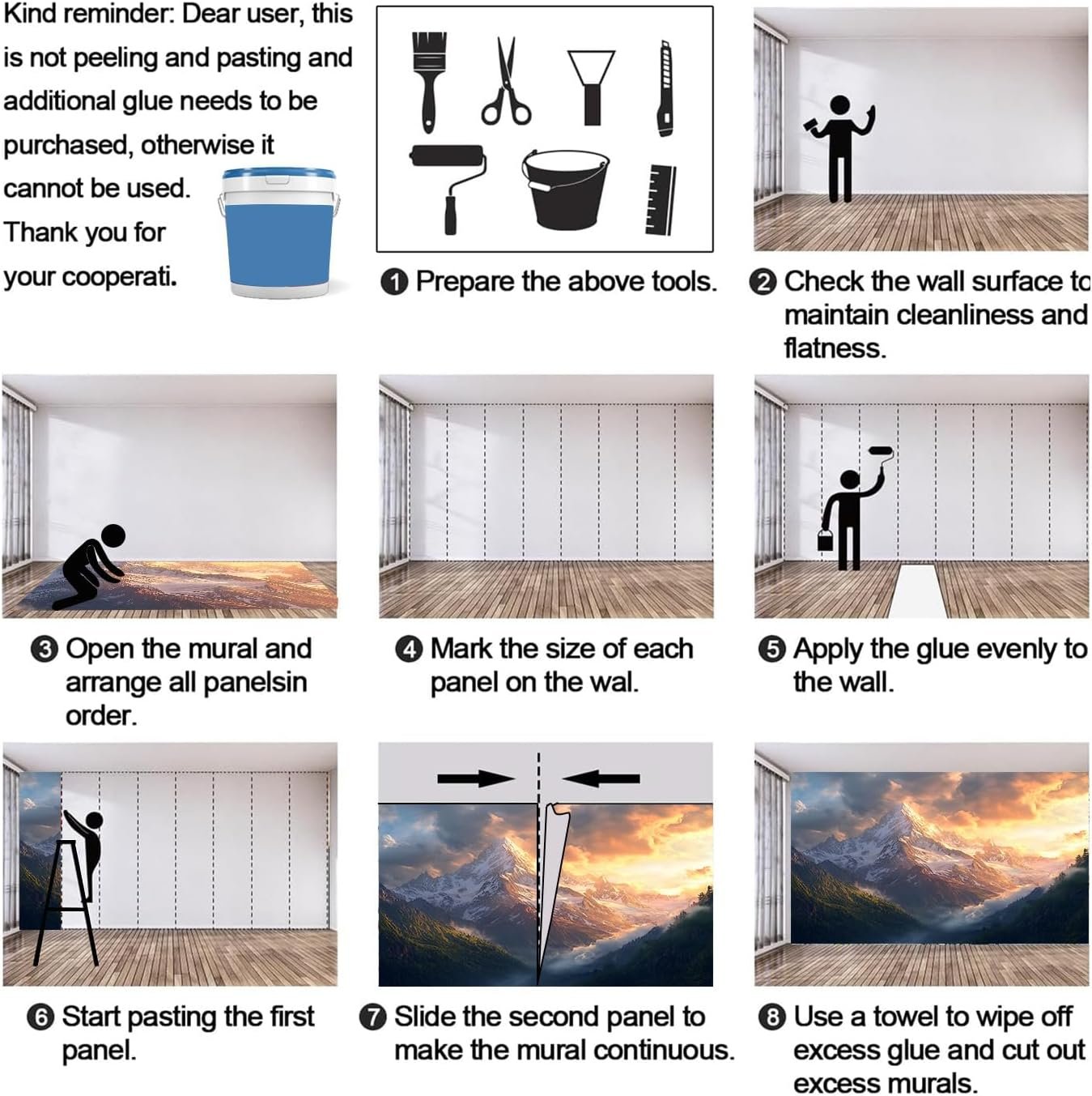 1762690395 Snow Peaks Wall Murals Mountains Mural Wallpaper Warm Golden Glow Wall Decor Sea of Clouds Mural for Bedroom Dark Green Forests Wallpaper for Living Room Not Peel n Stick.jpg