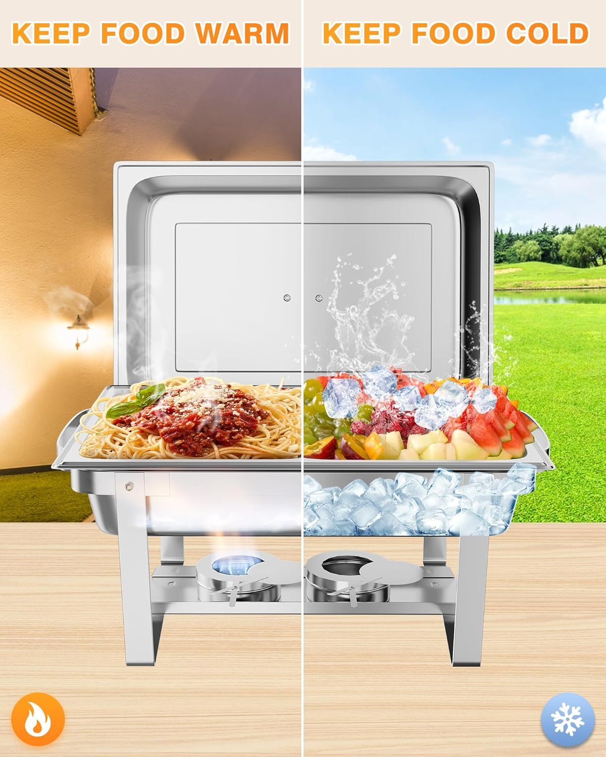 1762881193 Chafing Dish Buffet Set 4 Pack 8 QT Stainless Steel Chafer Buffet Food Servers and Warmers Set with Water Pan for Weddings Parties Banquets and Catering.jpg