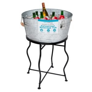 BirdRock Home Galvanized Beverage Tub with Stand Bottle Opener.jpg