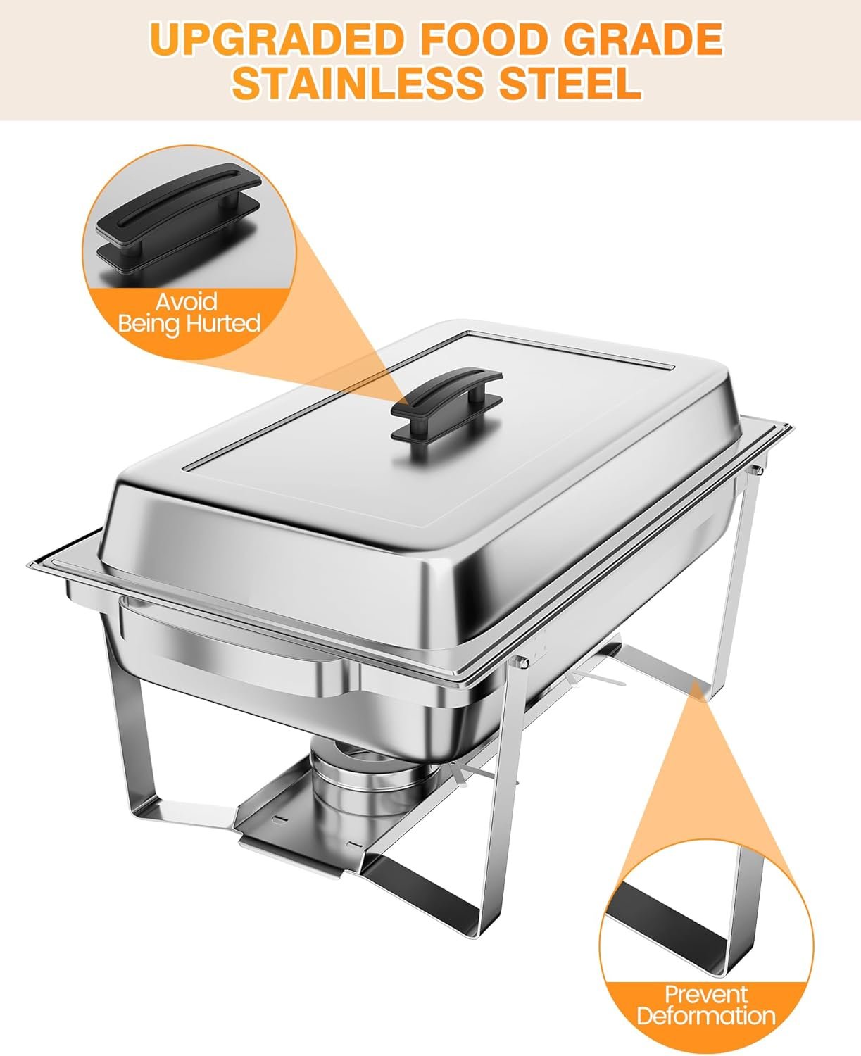 Chafing Dish Buffet Set 4 Pack 8 QT Stainless Steel Chafer Buffet Food Servers and Warmers Set with Water Pan for Weddings Parties Banquets and Catering.jpg