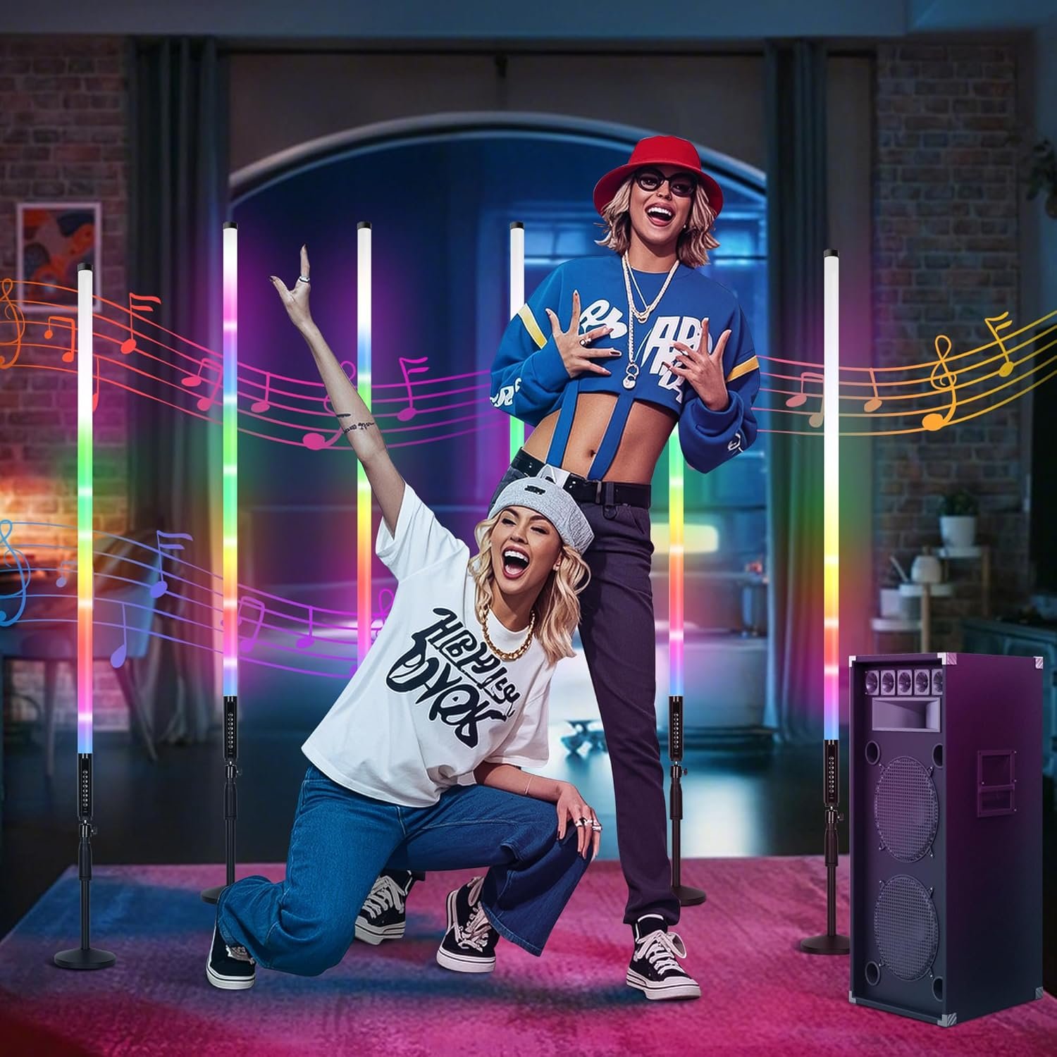 DJ Tube Lights with Stand 4ft 4800mah Rechargeable RGB Light Bar Synchronous Working LED Video Light Stick Photo Booth Disco Stage Wedding Event Decorative Lighting 4 Pack.jpg