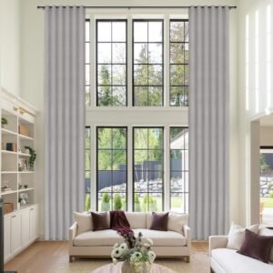 Fcosie Ivory White Extra Long Linen 100 Blackout Curtains 144.jpg