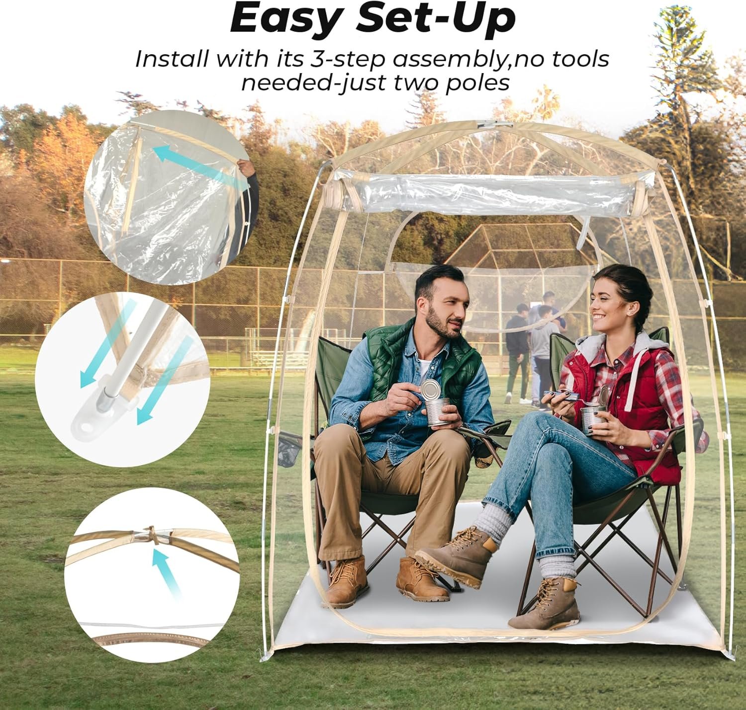 1765145596 All Weather Proof Pod Sports Pod540°View Weather Tent1 4 Person Instant Tent with Sealed FloorOutdoor Screen House with Carrying BagScreen Room for Sport EventCampingFishing.jpg