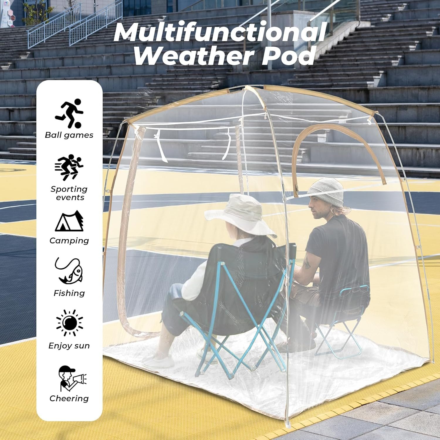 1765145597 All Weather Proof Pod Sports Pod540°View Weather Tent1 4 Person Instant Tent with Sealed FloorOutdoor Screen House with Carrying BagScreen Room for Sport EventCampingFishing.jpg