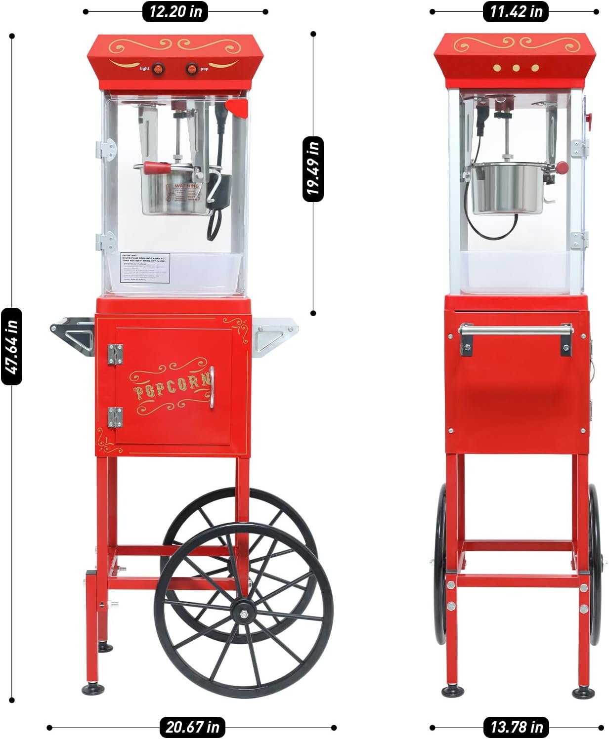 1765548794 Popcorn Maker Machine Professional Cart With 6 Oz Kettle Makes Up to 25 Cups Stainless Steel Vintage Commercial Popcorn Machine Movie Theater Style Red.jpg