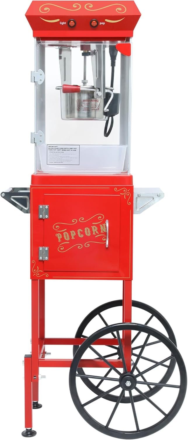 1765548795 Popcorn Maker Machine Professional Cart With 6 Oz Kettle Makes Up to 25 Cups Stainless Steel Vintage Commercial Popcorn Machine Movie Theater Style Red.jpg