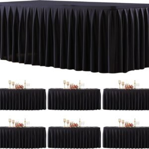 6 Pack Black Rectangle Tablecloth 6 FT Stretch Spandex Fitted.jpg