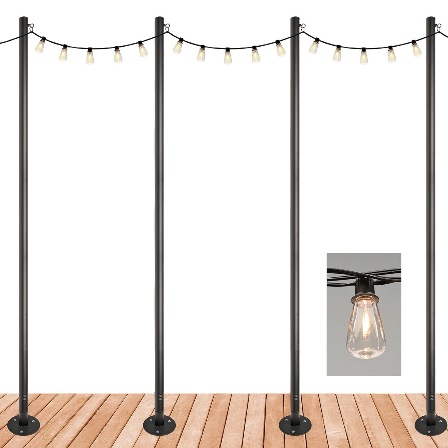 EXCELLO GLOBAL PRODUCTS Premium String Light Pole 4 Pack with.jpg