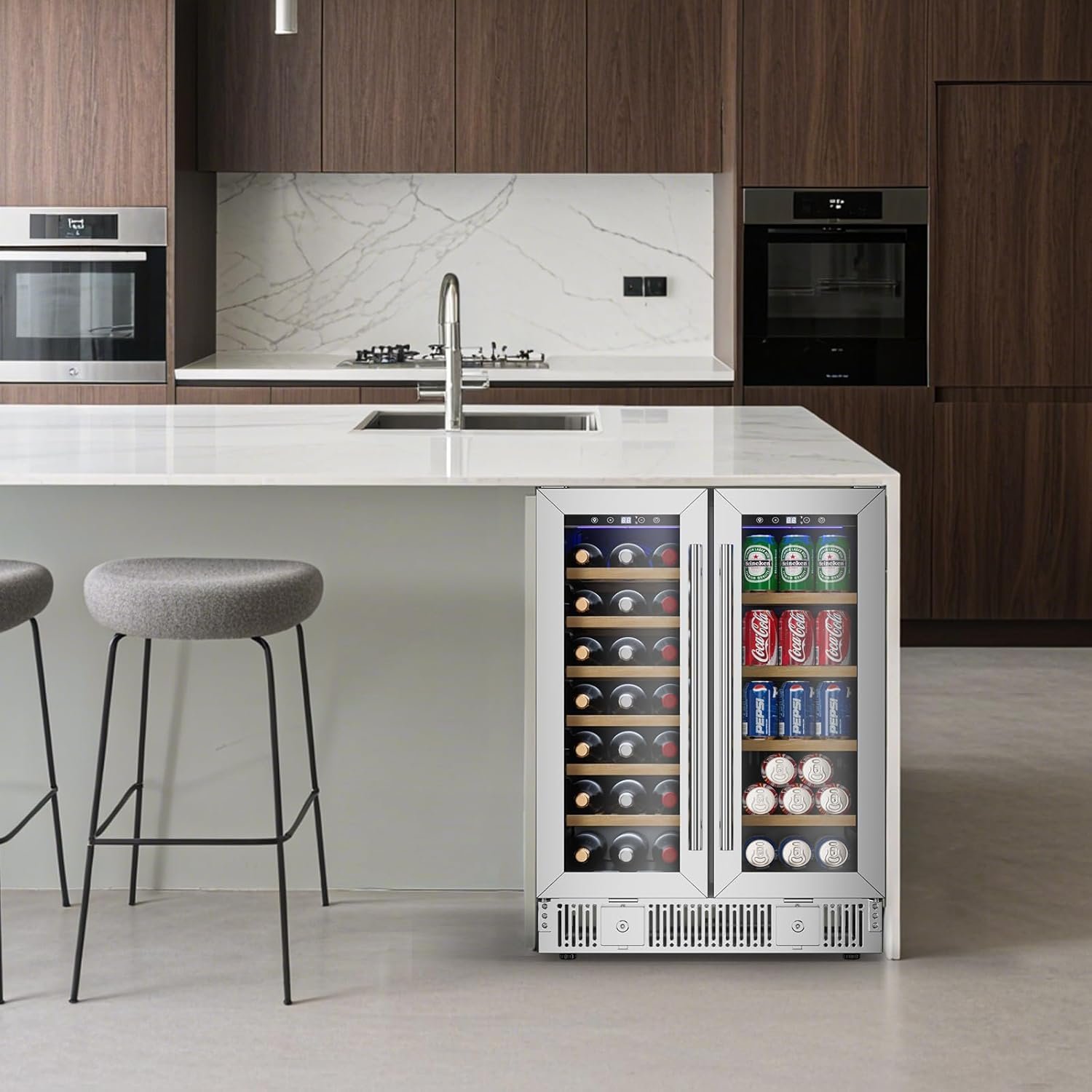 TABU Wine and Beverage Refrigerator 24 Inch Dual Zone Wine Cooler with Glass DoorLock Built in or Freestanding Beverage Fridge Hold 21 Bottles and 88 Cans.jpg