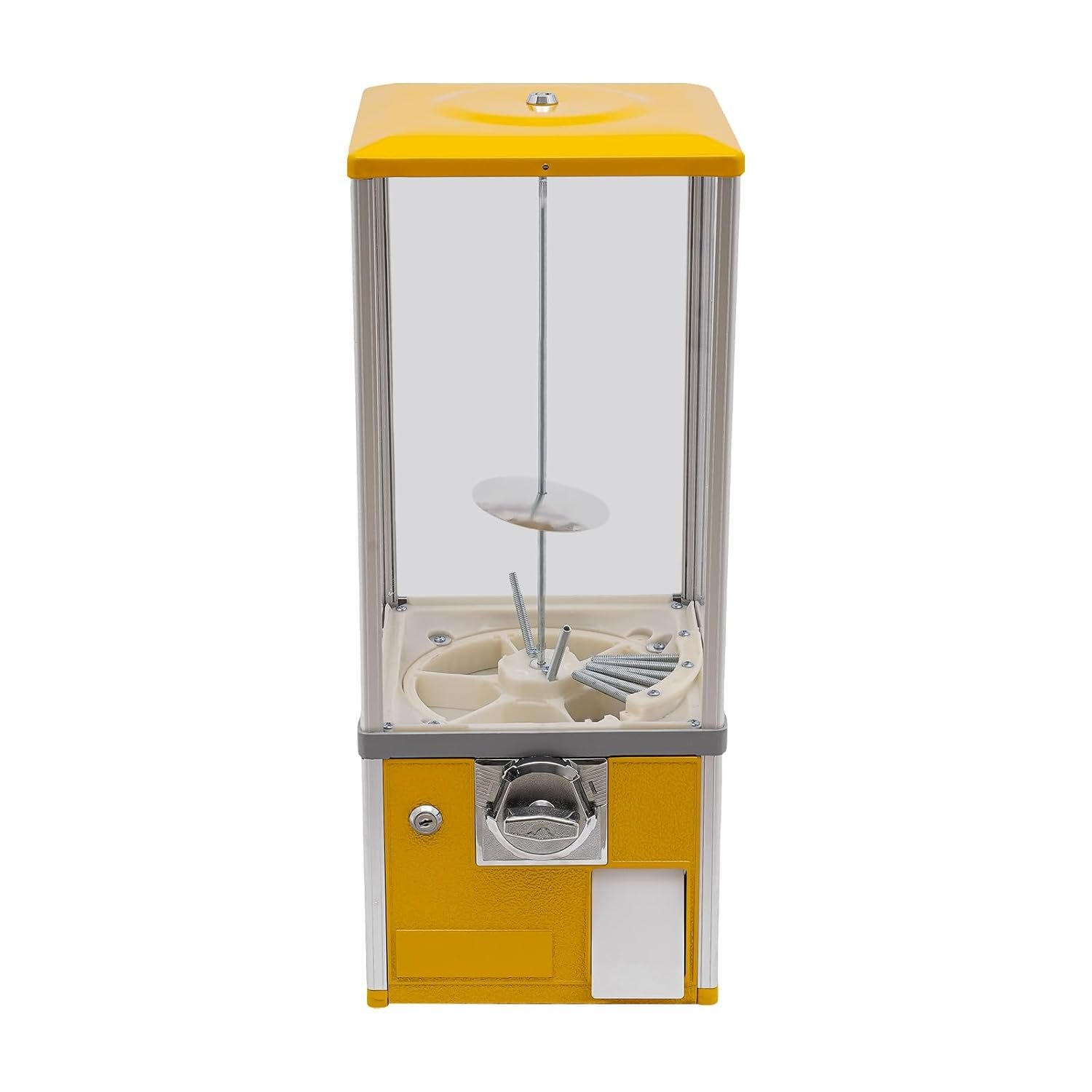 Candy Vending Machine,Small Vending Machine Bubble Gum Dispenser Machine,Small Candy Dispenser Gum Ball Commercial Small Capsule Toys Machine for Amusement Parks Retail Stores (Yellow)